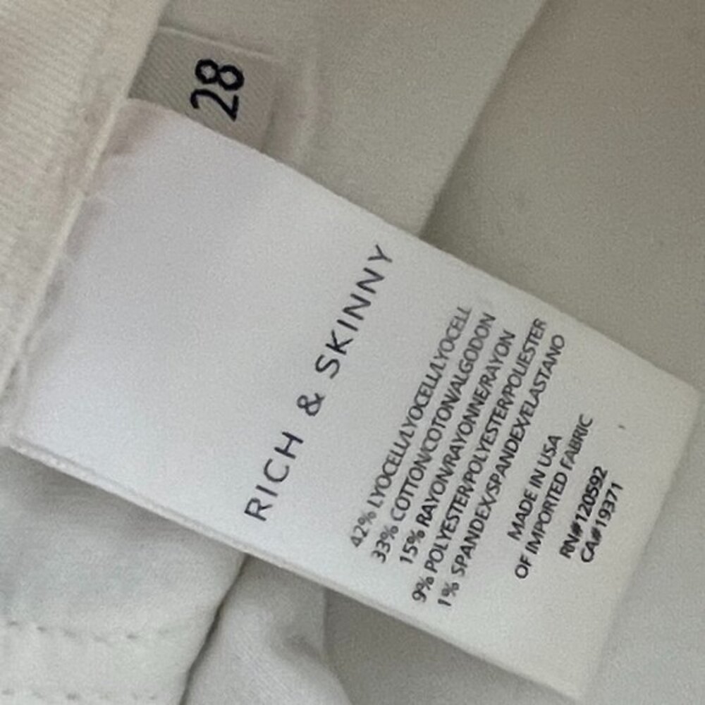 Rich & Skinny Mid Rise Skinny Fit Leg Jeans Off-White Size 28 - Picture 6 of 7